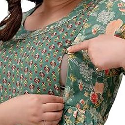 Women's Cotton Floral Printed Anarkali Maternity Feeding Kurti | Breastfeeding Dress for Mothers | Zipper Feeding Kurti, Nursing Kurti, Comfortable and Trendy Maternity Wear-image-66