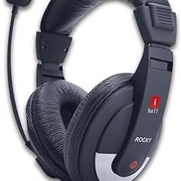 i-Ball Rocky Wired Over Ear Headphones with Mic Bluetooth & Wired Headset (Black, On The Ear)-image-6