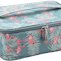 EAFTOS Large Capacity Leather Cosmetic Pouch Travel Make up Bags for Home & Travel Toiletry Bag for Cosmetics, Brushes, Accessories with Handle and Divider (Blue)-image-21