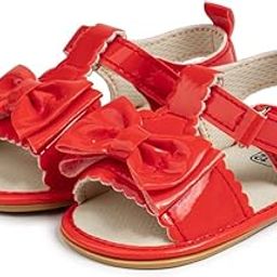 6 to 12 Months Baby Girls Anti-Slip Bow Pattern Hook & Loop Sandal -BT4697-image-92