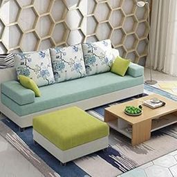 Francis 3 Seater with Ottoman Sofa Set for Living Room (Light Green Fabric)-36