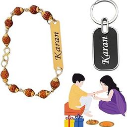 Dharani Gifts Personalized Rakhi with Metal Keychain/Customized Name Laser Engraving Raksha Bandhan Gift-image-35