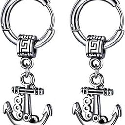 Men Wheel Ship Anchor Ship Dangle Huggie Punk Titanium Steel Piercing Jewelry Silver Stainless Steel Earrings For Men And Women SEr202243-image-35