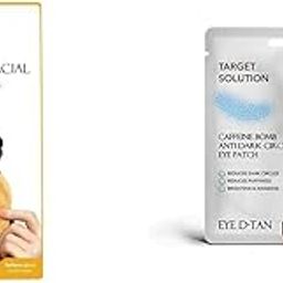 O3+ Gold Infusion Facial Brightening Facial Kit with Peel off Mask, 45 gm & O3+ Caffeine Bomb Anti Dark Circle Eye Patch & Eye D Tan (single use only) 5G Combo-28