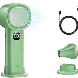 Portable Handheld Fan 4000mAh USB Rechargeable Mini Fan 10000RPM Speed(1-100) Adjustable Turbo Personal Fan with Digital Display High Speed Cooling Fan for Travel, Office, Camping, Makeup (Green)-18