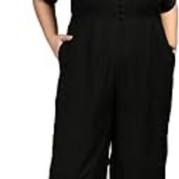 PrettyPlus by Desinoor com Plu Size womens Solid Black color Jumpsuit on Rayon fabric.-image-1