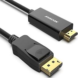 DP(DisplayPort) to HDMI Adapter, Display Port Male to HDMI Male Gold-Plated Cord 6 feet Black Cable-21