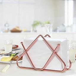CentraLit Napkin Holder for Dining Table - Tissue Paper Stand for Kitchen, Table, Home Décor, Office, Restaurant, Tissue Dispenser Organizer for Dinner Tables, Kitchen (Rose Gold)-19
