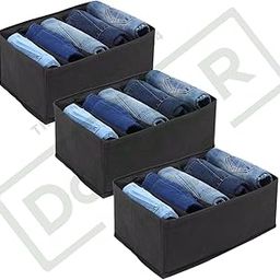 DOUBLE R BAGS Clothes Drawer Organizer For Jeans,Wardrobe Clothes Organizer For Folded Clothes,Clothes Storage Organizer For Jeans,Sweater,Dresses,T-Shirts. (Black, Pack of 3)-image-9