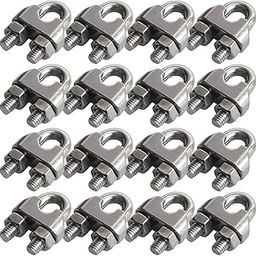 Cozihom 16 Pack 1/4 Inch M6 Wire Rope Cable Clip Clamp, 304 Stainless Steel, Wire Rope Clip, U Bolt Saddle Fastener.-image-50