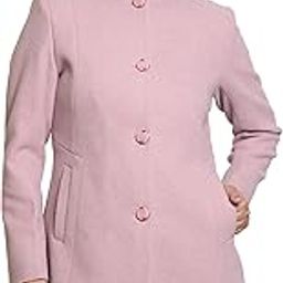 Women Solid Woven Hip Length Coat with Standing Ban Designer Collar (IN, Alpha, M, Regular, ONION PINK)-picture-0