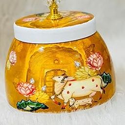 Container jar Box Meenakari Design Return Gifts (Golden Yellow)-image-86