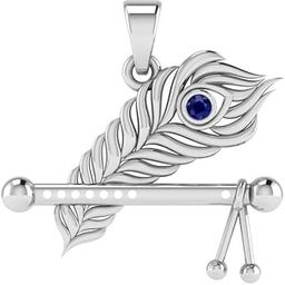 Sterling Silver (92.5% purity) Krishna Flute Peacock Feather Pendant For Men And Women-image-25