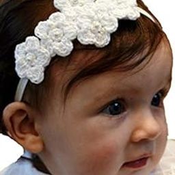 Baby Flower Hanmade Cotton Thread Knitted Hairband (White)-image-43