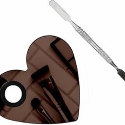 Brain Freezer Professional Makeup Palette Stainless Steel Heart Cosmetics Foundation Nail-art Mixing Blending Make up Tools with Spatula for Eye Shadow, Eyelash, Lipsticks, Nail Art Rose Golden-37
