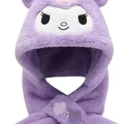 patpat PATPAT® Cute Purple Kuromi - Inspired Plush Hat and Scarf Set-picture-16