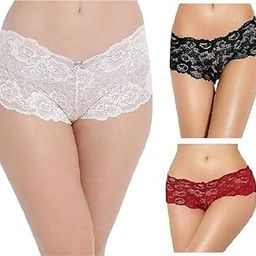 Women's 3-Piece Multicolour Lace Boyshort Panty Set-picture-11