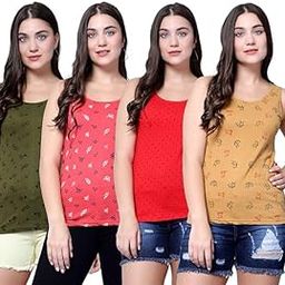 Women Tank Top – Regular Fit Cotton Sleeveless Tee | Ladies Casual Tank Top,Stylish Women Clothing,Soft Cotton Tank for Girls & Women-Pack of 4-image-71