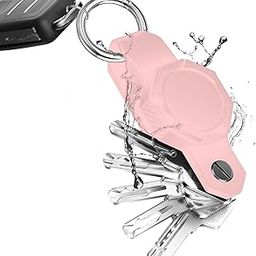 Key Organizer for Airtag Case,Mini Key Holder for Airtag,Anti-Lost Silicon Airtag Holder Case GPS Tracker Car Keys Finder Item Locator with Keychain&Keyring,Car Key Fob for Up to 6 Keys-Pink-88