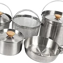 loom tree LOOM TREE® 5X Stainless Steel Cooking Pot Kit Camping Pan Picnic Backpacking Outdoor-picture-46