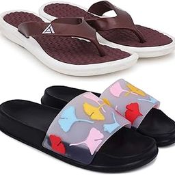 Combo Pack of 2 Slipper/Flip Flops/Slides/Clogs/Sandals for Women (V-Triangle Vs Gobi)-image-57
