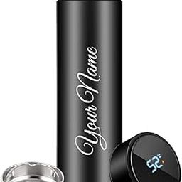 URBANGIFTING Customized Water Bottle | Stainless Steel Water Bottle with Led Temperature Display, Double Wall Vacuum Flask Insulated Sports Water Bottle, Stay Hot & Cold for 12 Hrs (Black)-image-81