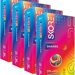 Skore Condoms - 20 Count (Pack Of 4, Shaded And Flavoured)-16