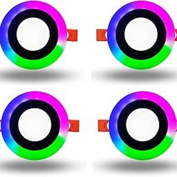 D'Mak 6W (3+3) Led Side PGB(Pink,Green,Blue) Round Conceal Panel Light, Pack of 4-image-29
