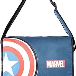 Marvel Captain America Sling Bag with Adjustable Strap | Blue Messenger Side Shoulder Carry-on | Multi-Pocket Crossbody Slim Chest Bag | Polyester Unisex Bag for Office, Travel, Daypack - 30 cm-13