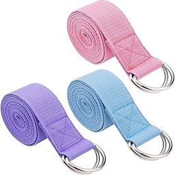 serveuttam Yoga Strap Durable Polyester Cotton Yoga Exercise Adjustable Straps 6 ft with Durable D-Ring for Stretching, General Fitness, Flexibility and Physical Therapy, 3 Pieces, Multicolour-2