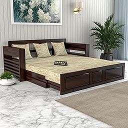 Solid Wood Foster 3 Seater Sofa Cum Bed for Living Room | Three Seater Sofa Bed for Home | Sofa Com Bed | Sheesham Wood (Light Walnut Finish)-image-61