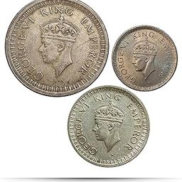 COINIACS Silver Set of One Rupee, Half Rupee & 1/4 Rupee George VI King Emperor 1940-45 Silver Coin, British India Silver Coins Set for Collection and Gifting for Diwali-image-11