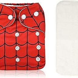 Lukzer Reusable Cloth Diaper with 1 Absorbent Insert | Adjustable Washable Baby Diaper with Snap Buttons – Waterproof & Leak-Proof (Spider Red Design)-3