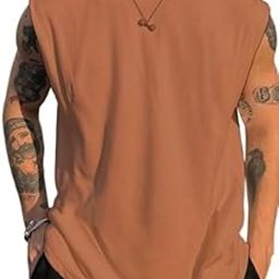 Mens Tank Tops Sleeveless Round Neck Polycotton Vest for Gym, Running and Outdoor-image-98
