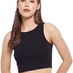 Women's Ribbed Cotton Racerback Tank Top, Sleeveless Crop Top, Round Neck, Summer Casual Wear-image-45