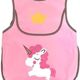 Yellow Bee Unicorn Print Bibs with Crumb Collector for Girls, Pink, 6-24 Months, One Size-image-21
