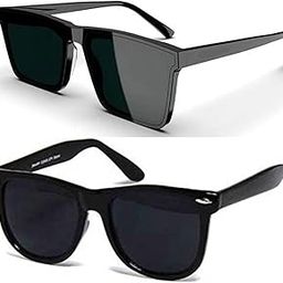 Combo offer pack of 2 shades glasses Black MC stan goggles Candy Rectangle Retro Vintage Narrow Sunglasses Women and Men O1-L3KY-UD4D-3