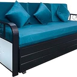 SOFTSOUL Furniture Metal Sofa Cum Bed with Hydraulic Storage - (Texture Finish - Black) : Powder Coating (King (6 X 6))-image-65