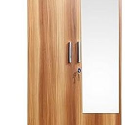 CASPIAN Furniture Wooden 2 Door Wardrobe for Bedroom with Mirror Attached | Cupboard with Locker 2 Drawers 4 Shelves Size 75 x 30 x 19 inches (Mahogany)-image-1
