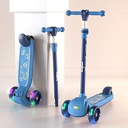 Baybee Blaze Storm Skate Scooter for Kids, 3 Wheel Kids Scooter with 3 Height Adjustable Handle, Kick Scooter with LED PU Wheels & Brake | Runner Scooter for Kids 2-10 Years Boys Girls (Blue)-picture-30