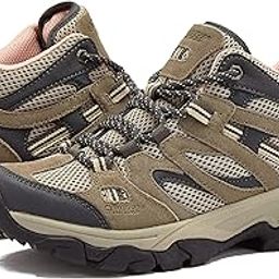 Ravus Mid Hiking Boots for Women, Lightweight Breathable Outdoor Trekking Shoes, Light Pink/Medium Grey/Tan, 9.5-image-4