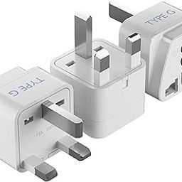 Ceptics UK Adapter for Indian Pins, India to UAE, Hong Kong, Dubai, UK Adapter Plug - Type G Adapter - Perfect for Laptop, Camera, Chargers - CE - RoHS - 3 Pack -White- 5 Years Warranty-17