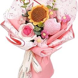ATORSE Crochet Flower Bouquet Hand Knitted for Valentines Day Gift Wedding Birthday Pink-image-57