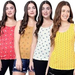 Women Tank Top – Regular Fit Cotton Sleeveless Tee | Ladies Casual Tank Top,Stylish Women Clothing,Soft Cotton Tank for Girls & Women-Pack of 4-image-63