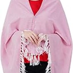 Breastfeeding Shawl/Nursing Cover for Mothers Outdoor 360 Protection Teal and White Solid Fringed Feeding Shawl (Pink)-image-12