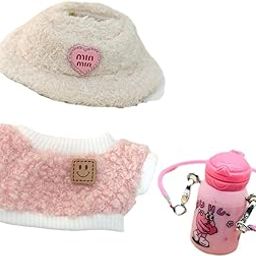 CALANDIS™ 3 Pieces Dolls T Shirt and Hat Water Bottle Accs for 6.7inch Dolls Boy Dolls Pink Water Bottle-image-66