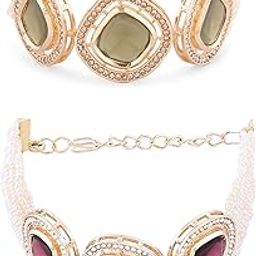 Set Of 2 Purple & Green Multistrand Dazzling Austrian Diamonds & Beads Bracelet For Women-ZPFK16875-35