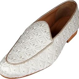 Men's Fabric Material White Embellished Slip-On Jutti For Bridal Party Casual Ethnic Shoe, Juti, Juti for men, Ethnic juti, Juttis and Mojaris, Cocktail, Wedding|Party|Occasions|Fashion|Outdoor|Indoor|Lightweight|Shoes with TPR Sole-picture-6