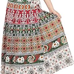 Cotton Women Jaipuri Printed Long Wrap Around Skirt Free Size 44 XXL Multicolour-image-75