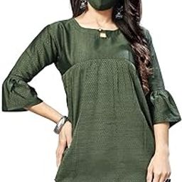 Cotton Fancy Top for Women (Green)-image-48
